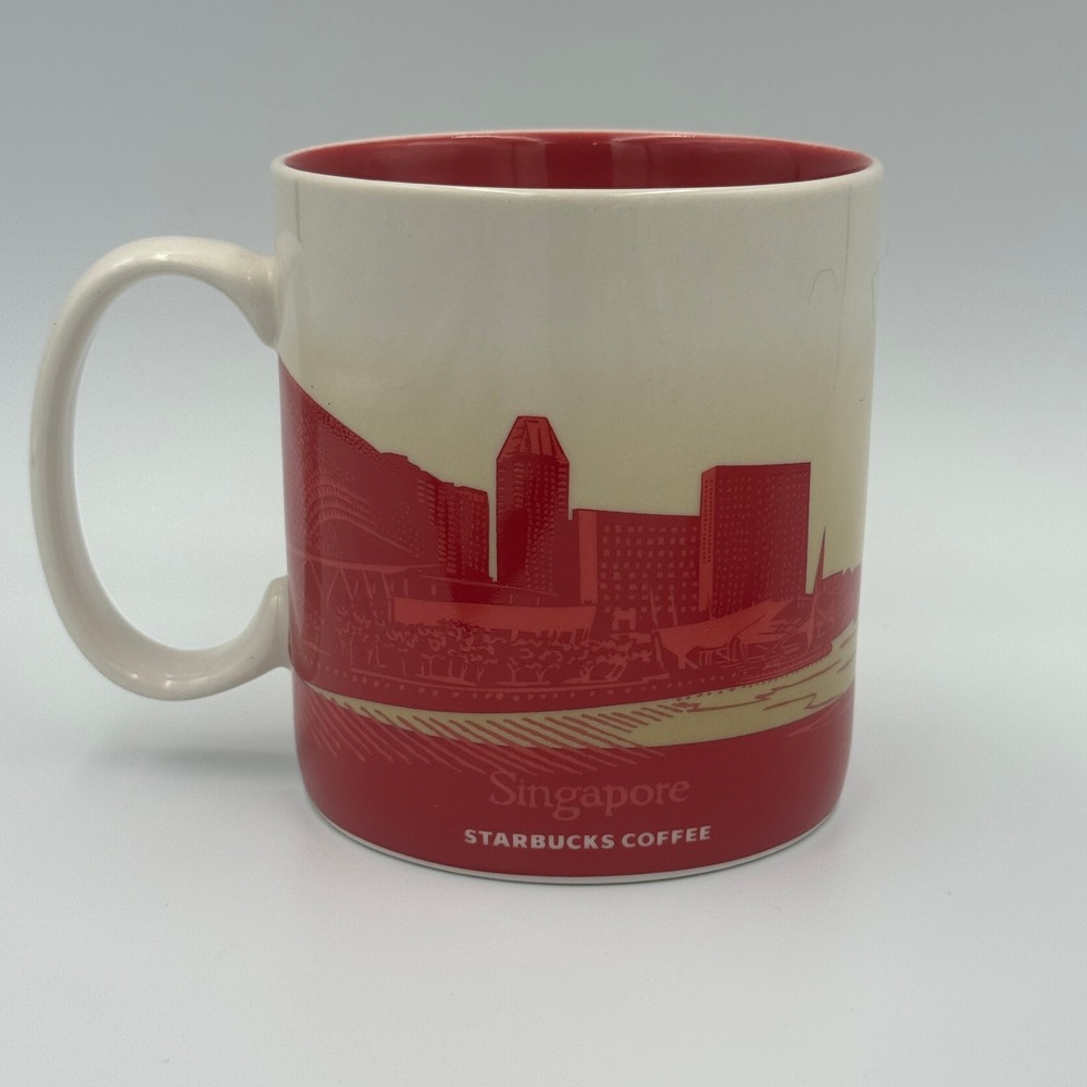 Starbucks Singapore Global Icon Series Coffee Mug 16oz Red Cream Skyline 2015 - Picture 4 of 16